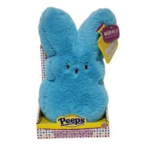 Peeps Heatable 12" Plush Blue Bunny Natural Clay Bead Pouch